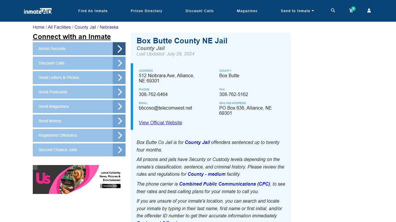 Box Butte County NE Jail - Inmate Locator