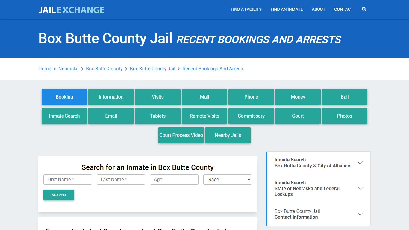 Box Butte County Jail Recent Bookings And Arrests - Jail Exchange